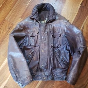 Extra Thick Leather Brown Bomber Jacket Vintage